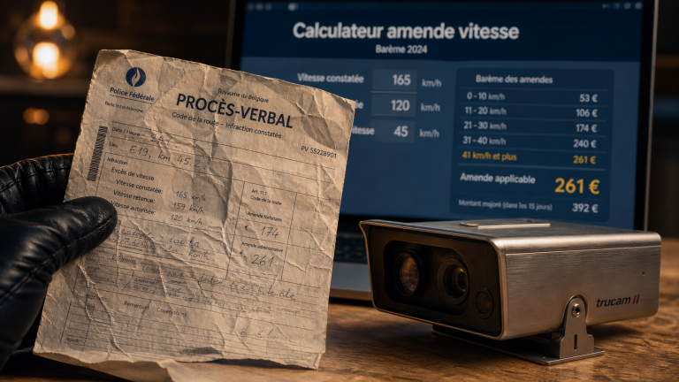 Amende belge pour excès de vitesse : procès-verbal et barème