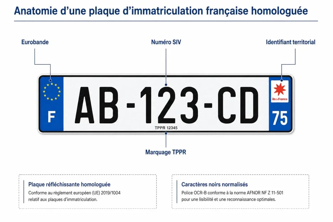 Schéma explicatif de la réglementation plaque immatriculation française