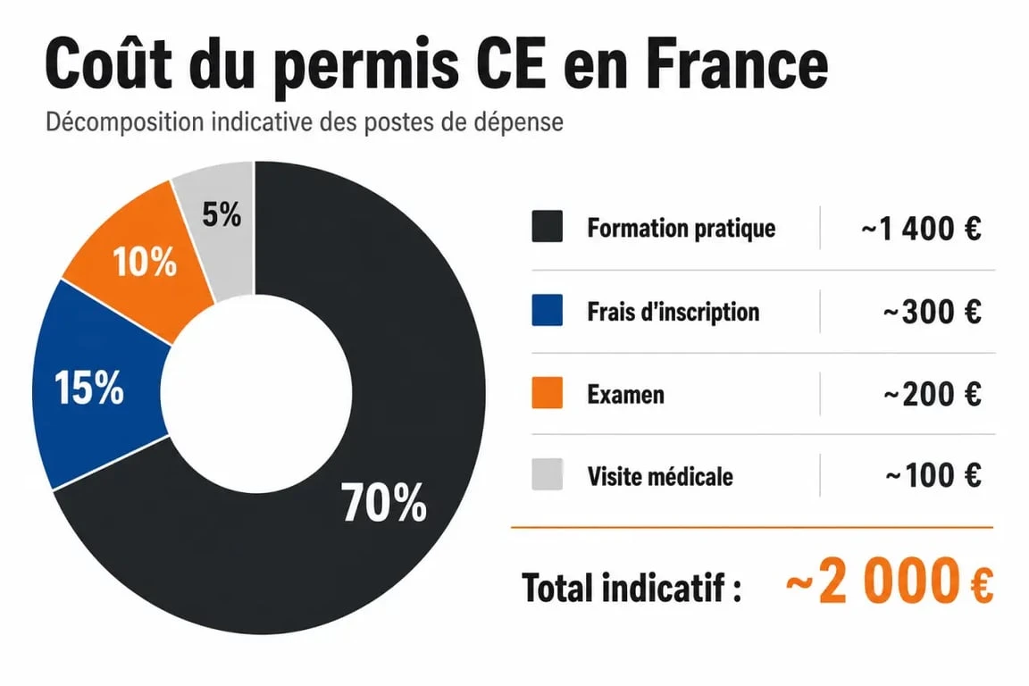 Répartition des coûts pour l'obtention du permis CE en France