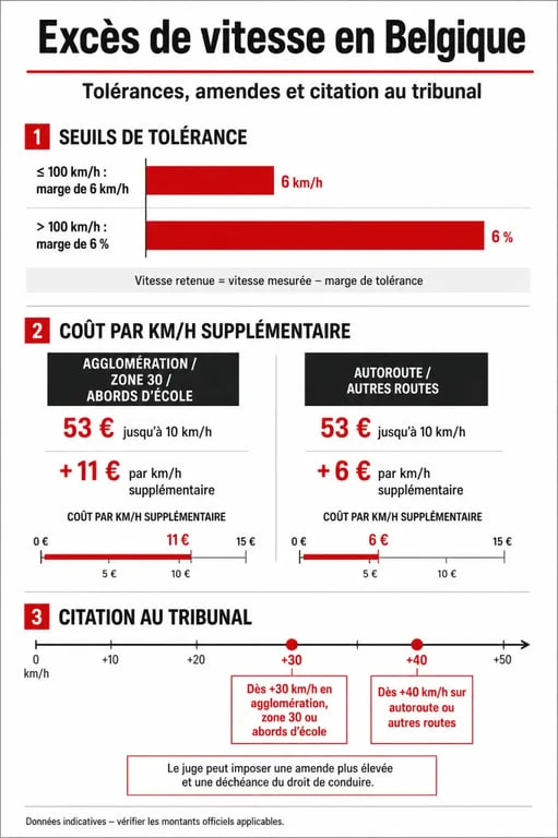 Barème des amendes pour excès de vitesse en Belgique