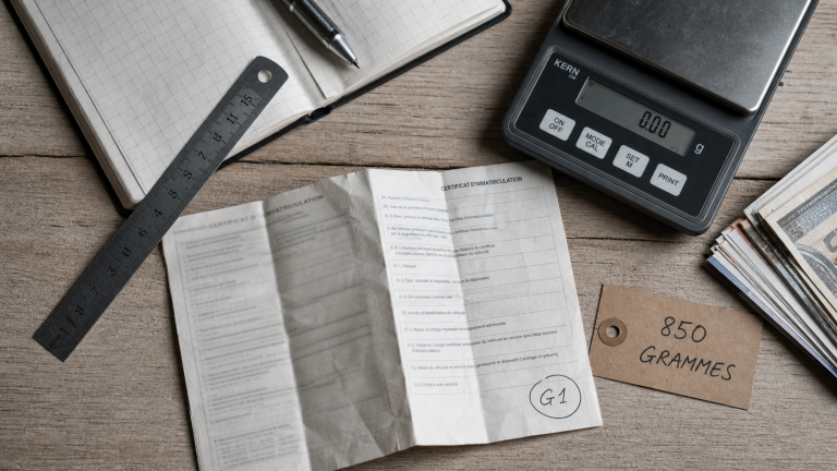 g1 carte grise, certificat et charge utile vs case G