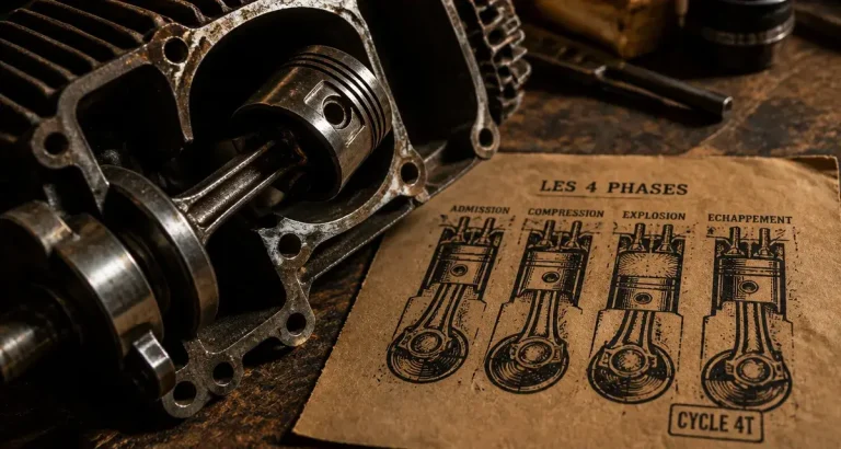 Moteur 4T : fonctionnement, entretien et 4 différences majeures avec le 2 temps moteur 4t : cycle 4 phases admission compression explosion échappement