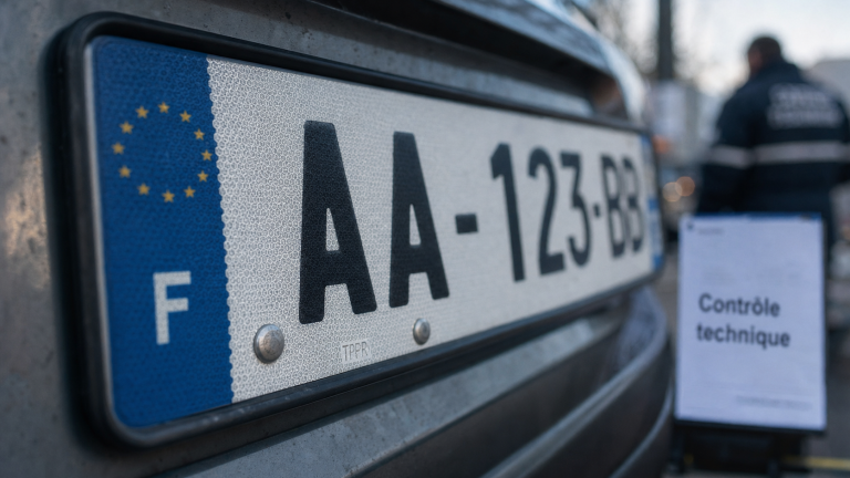 Reglementation plaque immatriculation : amende 135 € pour sticker