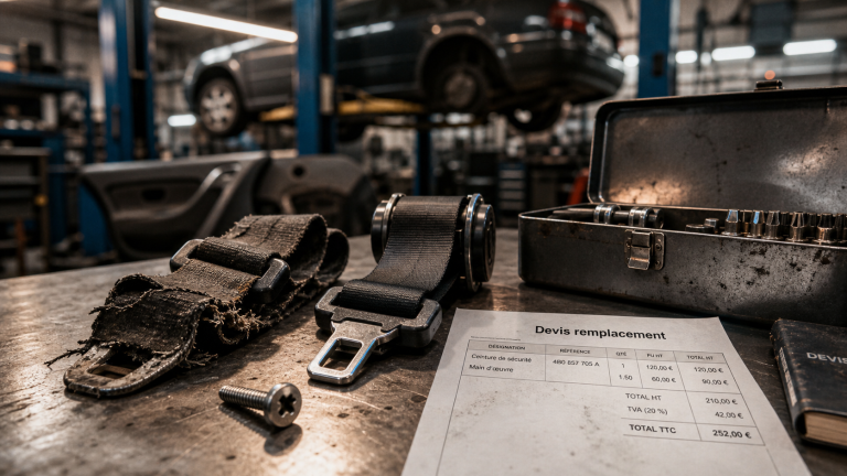 Remplacement ceinture de sécurité prix : sangle neuve et pièces en atelier
