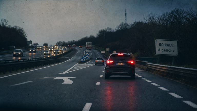 Vitesse minimum sur autoroute à droite : voie de droite et loi française
