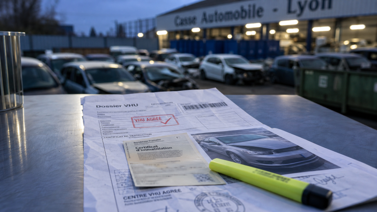 Casse automobile à Lyon : 4 critères pour choisir votre centre VHU et recycler votre véhicule Casse automobile Lyon : documents VHU pour recycler le véhicule