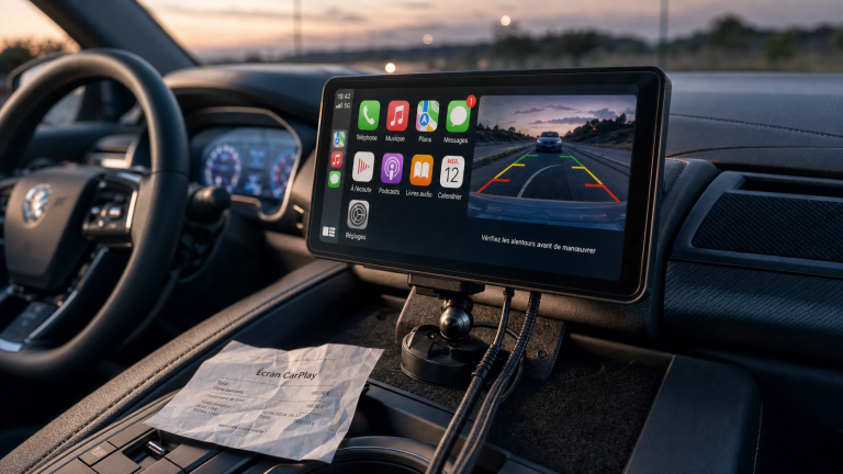 CarPlay, dashcam et caméra de recul : bien choisir son écran multimédia voiture Écran multimédia voiture CarPlay avec caméra de recul