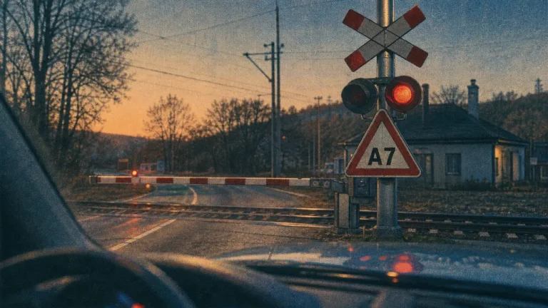 Ce signal concerne les passages à niveau : feu rouge et barrières