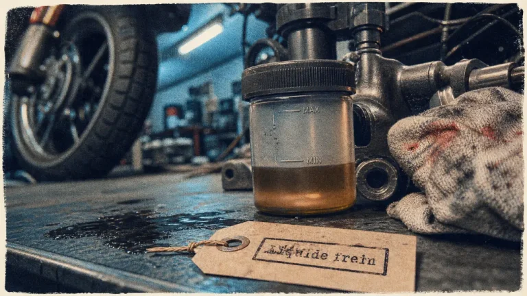 Fuite de liquide de frein : les signes qui imposent d’arrêter de rouler Fuite liquide de frein : bocal et flaque au sol