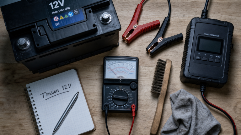 Recharger une batterie 12V en sécurité : bornes propres, chargeur intelligent et erreurs à éviter Recharger une batterie 12V : bornes propres, chargeur intelligent et pinces