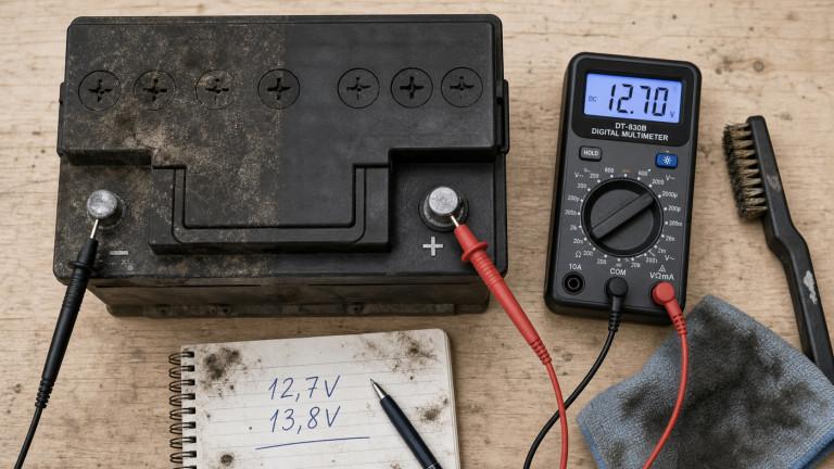 Volt batterie voiture : 12,6 V au repos, 14,7 V moteur tournant