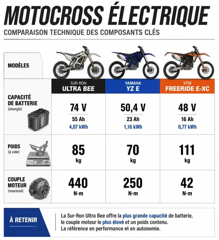 Infographie des critères techniques pour choisir une motocross électrique
