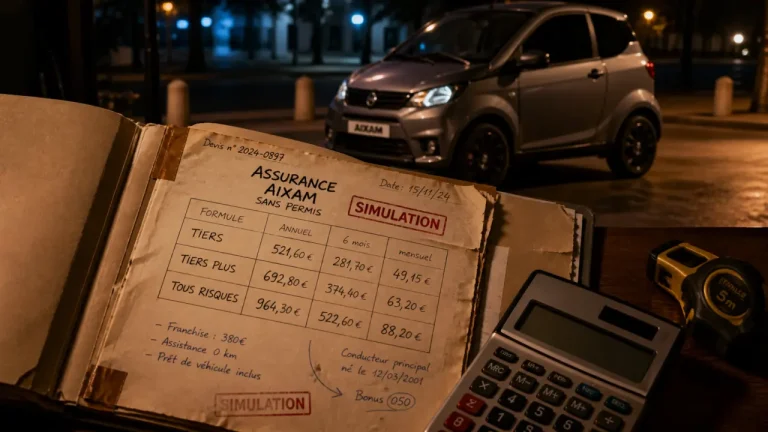 Prix assurance voiture sans permis Aixam : 25 à 60 € par mois, simulation de tarifs