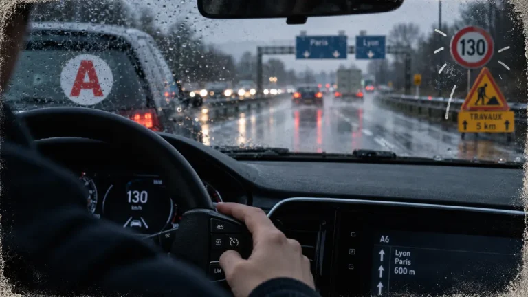 Jeune conducteur : 110, 100, 80 ou 50 km/h selon la route et la visibilité Limitation vitesse pour jeune conducteur : 110, 100, 80 ou 50 km/h